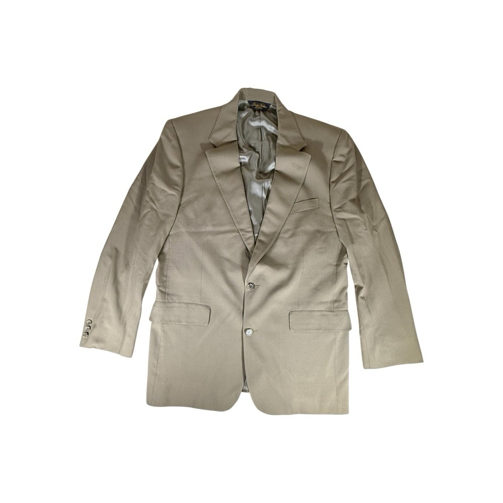 Brooks Brothers Blazer Adult Size 41L Tan 100 Wool 2 Button Made In USA Mens